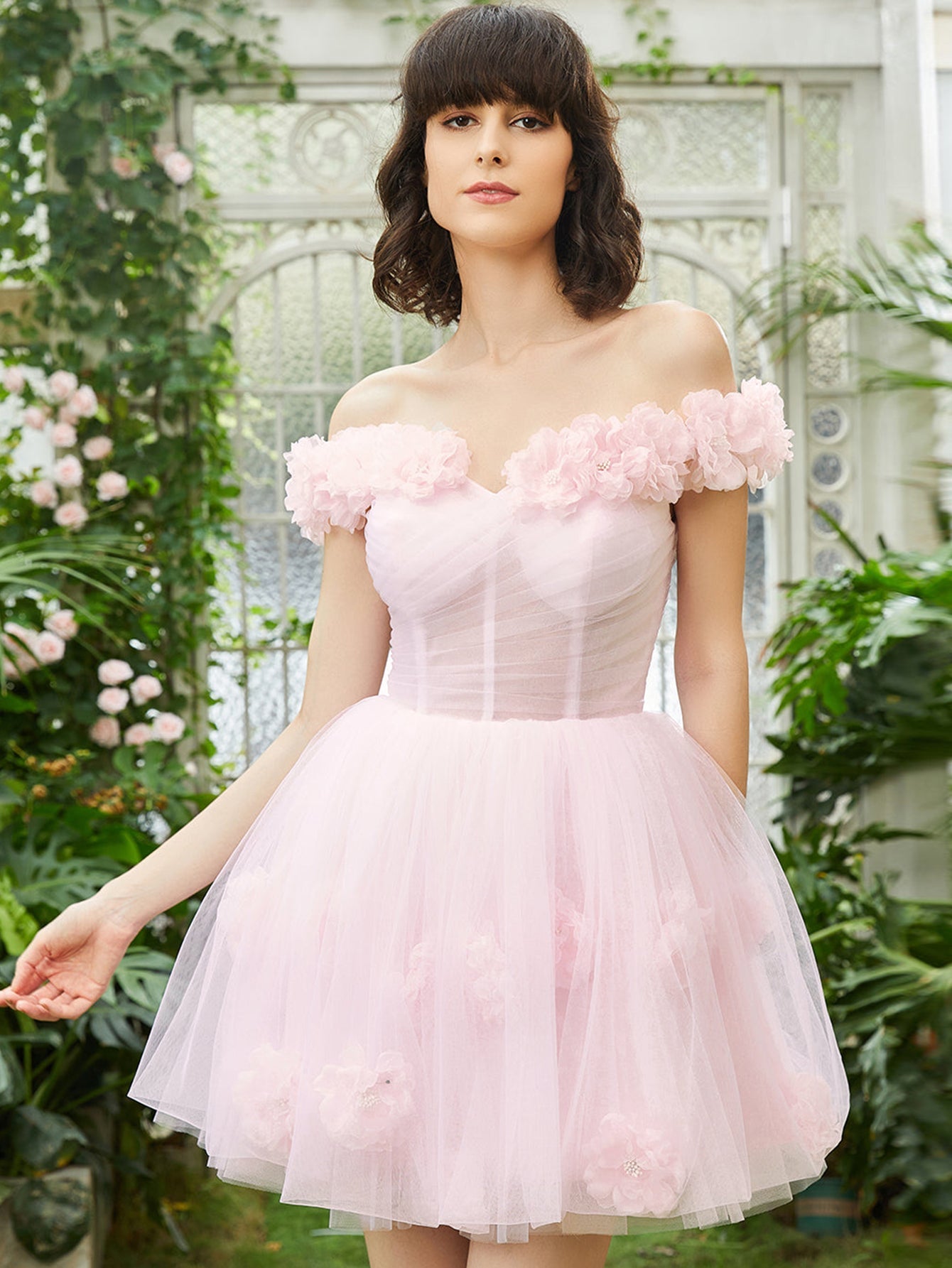 Lilac Corset Strapless Short Tulle Homecoming Dress - Fashionpara