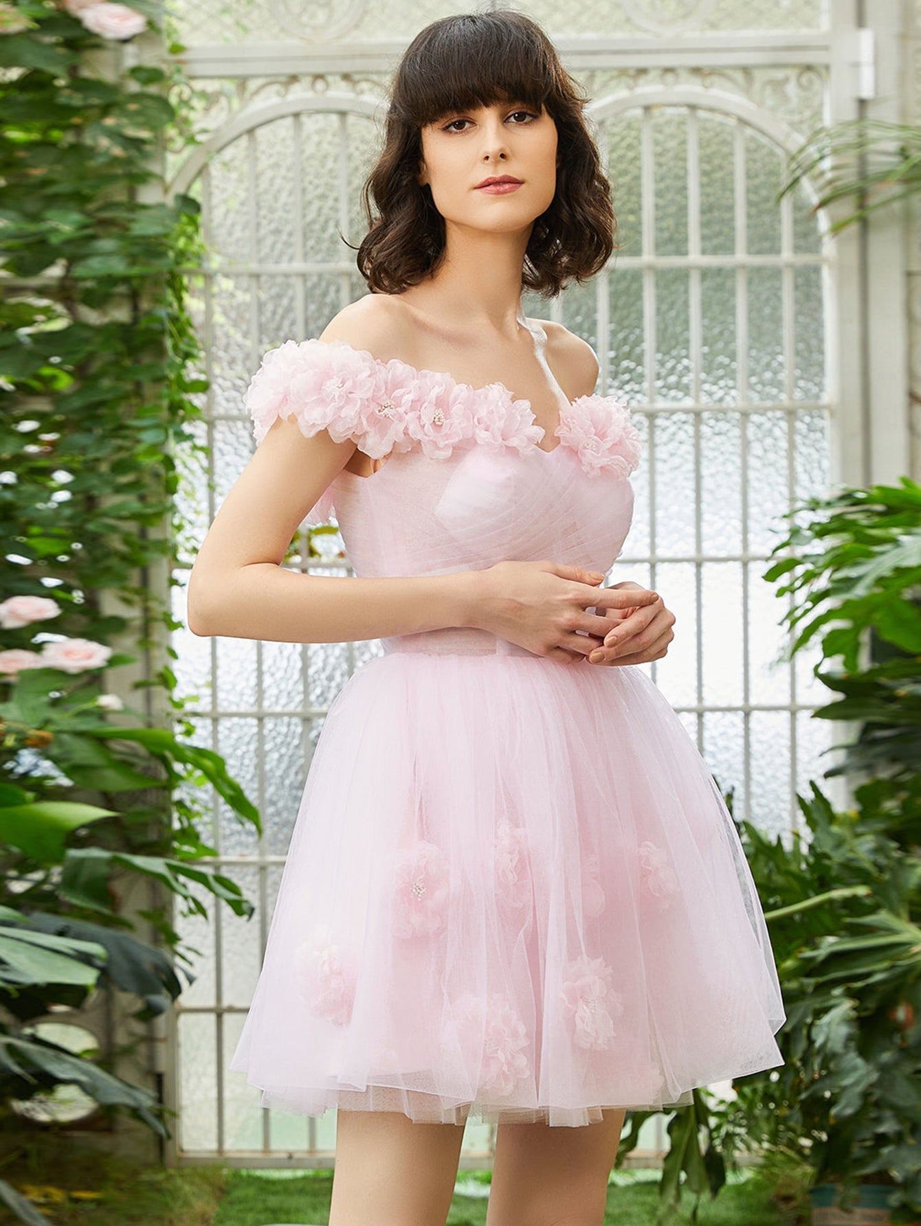 Lilac Corset Strapless Short Tulle Homecoming Dress - Fashionpara