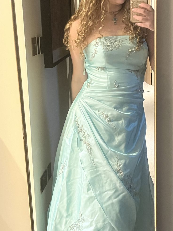 Light Blue Vintage Prom Party Dress Graduation Dress Evening Dress