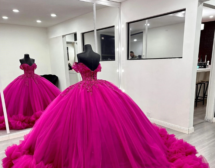 Princess Quinceanera Dresses Tiered Ruffles Appliques Sweet 16 Ball Gowns - View 3 | FashionDia
