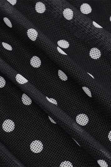 Polka Dot Ruched Lace Mesh Cami Maxi Dress - View 5 | VelvetHem