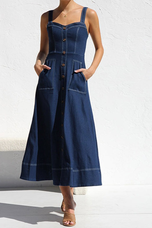 Casual Button-Up Denim Dress - View 4 | VelvetHem