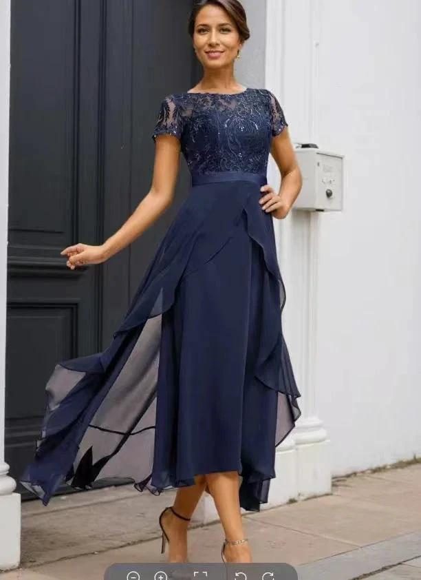 Tibetan blue lace chiffon dress (ZD16768)