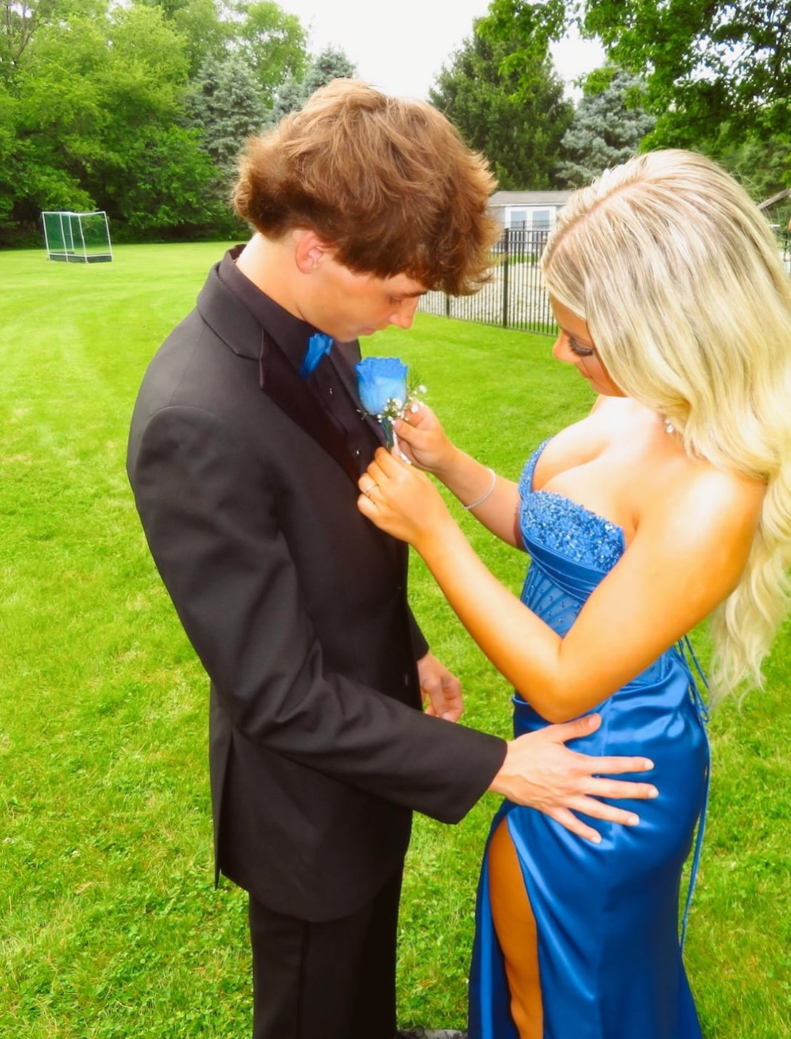 Sweetheart Blue Sheath Long Prom Dress Beaded Graduation Dress