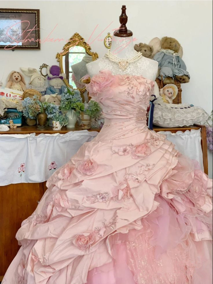 Pink A-Line Princess Quinceanera Dress Ball Gown Sweet 16 Dresses - View 2 | FashionDia