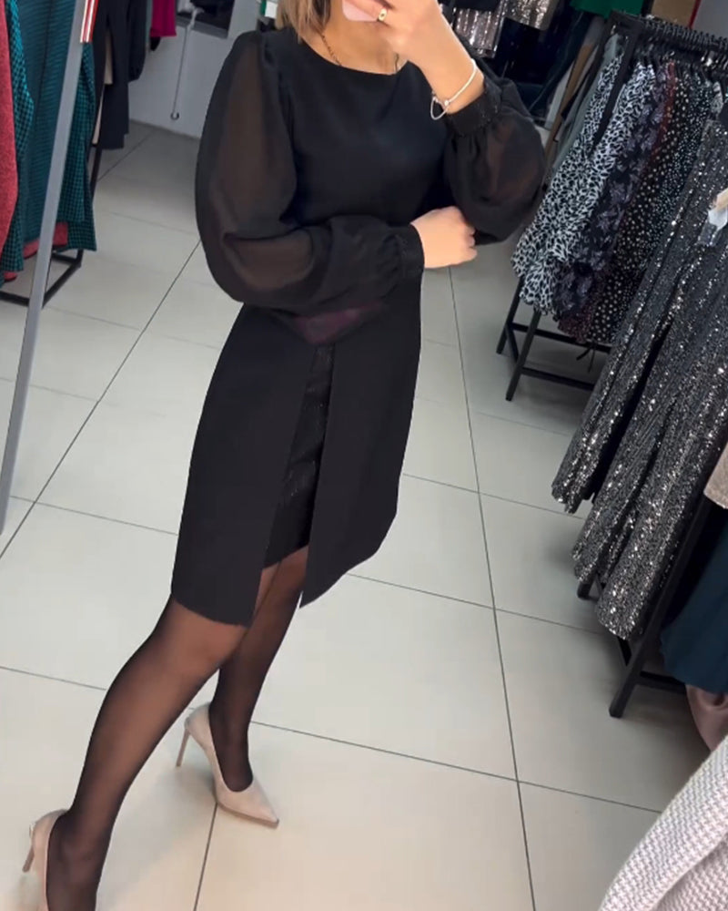 Catalina Chic Dress Stylish Lantern Sleeves Silhouette Collection