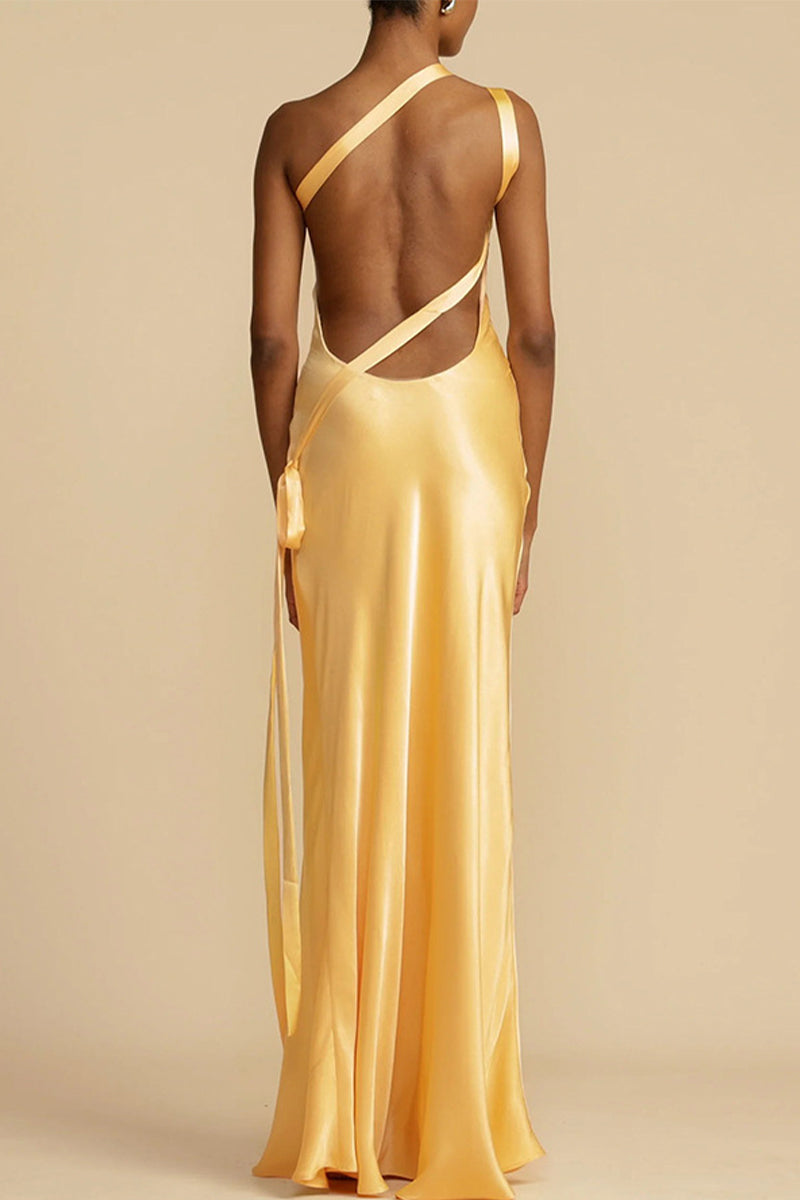 Elegant Formal Solid Backless Oblique Collar Evening Dress Dresses - View 7 | VelvetHem