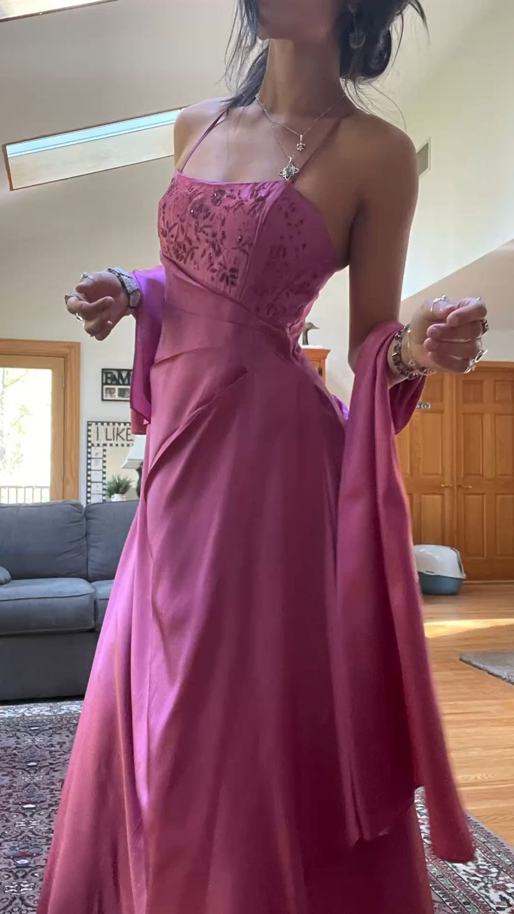 Gorgeous Pink A Line Beaded Prom Dress Long Evening Gown Y7532 - VelvetHem