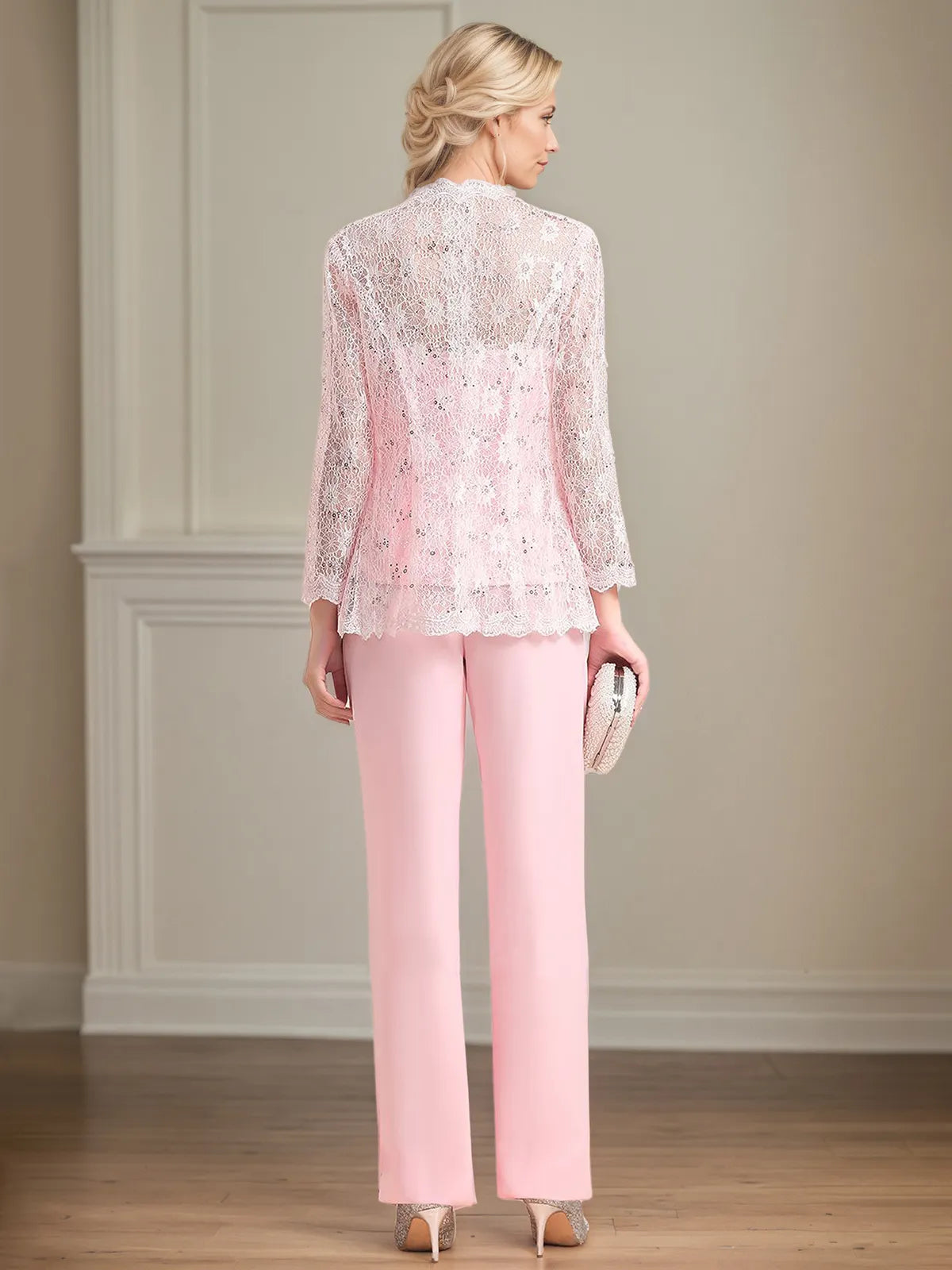 Chiffon Off The Shoulder Sleeveless Floor Length Mother of the Bride Pantsuits With Appliques