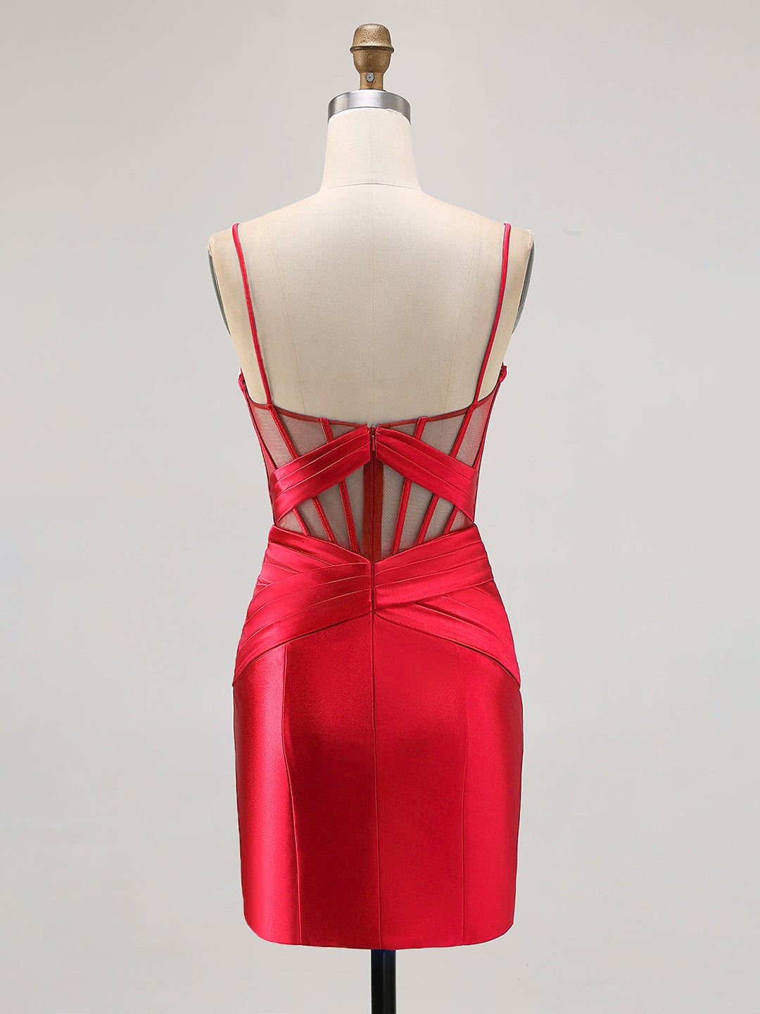 Bodycon Sheer Corset Pleated Mini Dress with Slit