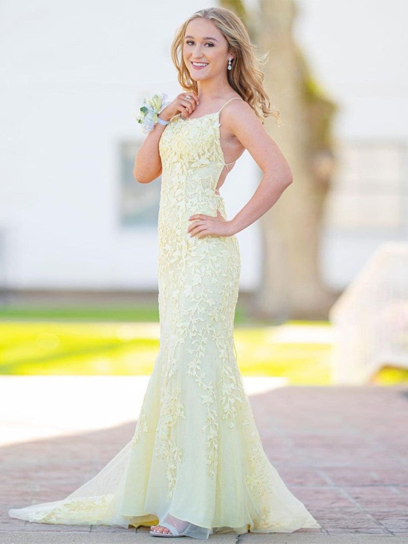 Mermaid Light Blue Prom Dress Long Evening Dress - Fashionpara