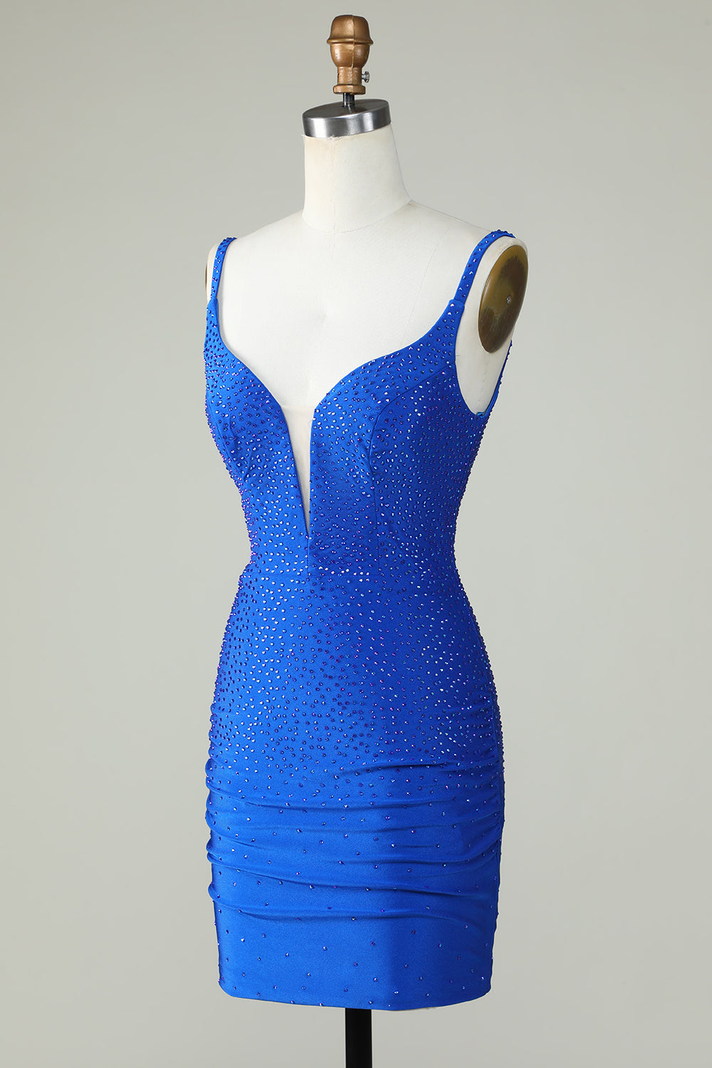Sparkly Royal Blue Beaded Bodycon Short Homecoming Dress