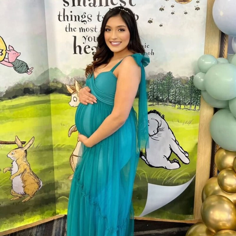 Satin maternity dress with bow maternity evening dress photo photo daily dress - View 5 | VelvetHem