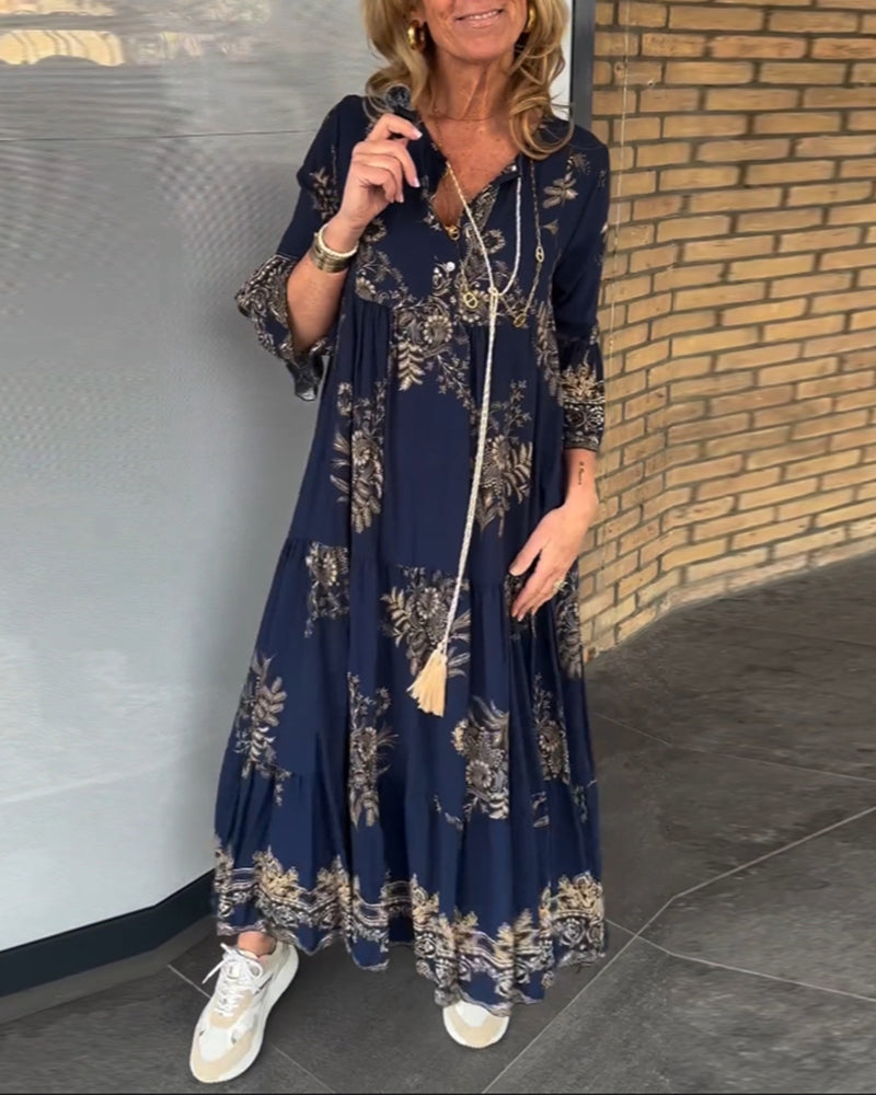 Romina Aesthetic New Vintage Dress with a Loose V Neck Evening Wear Edit