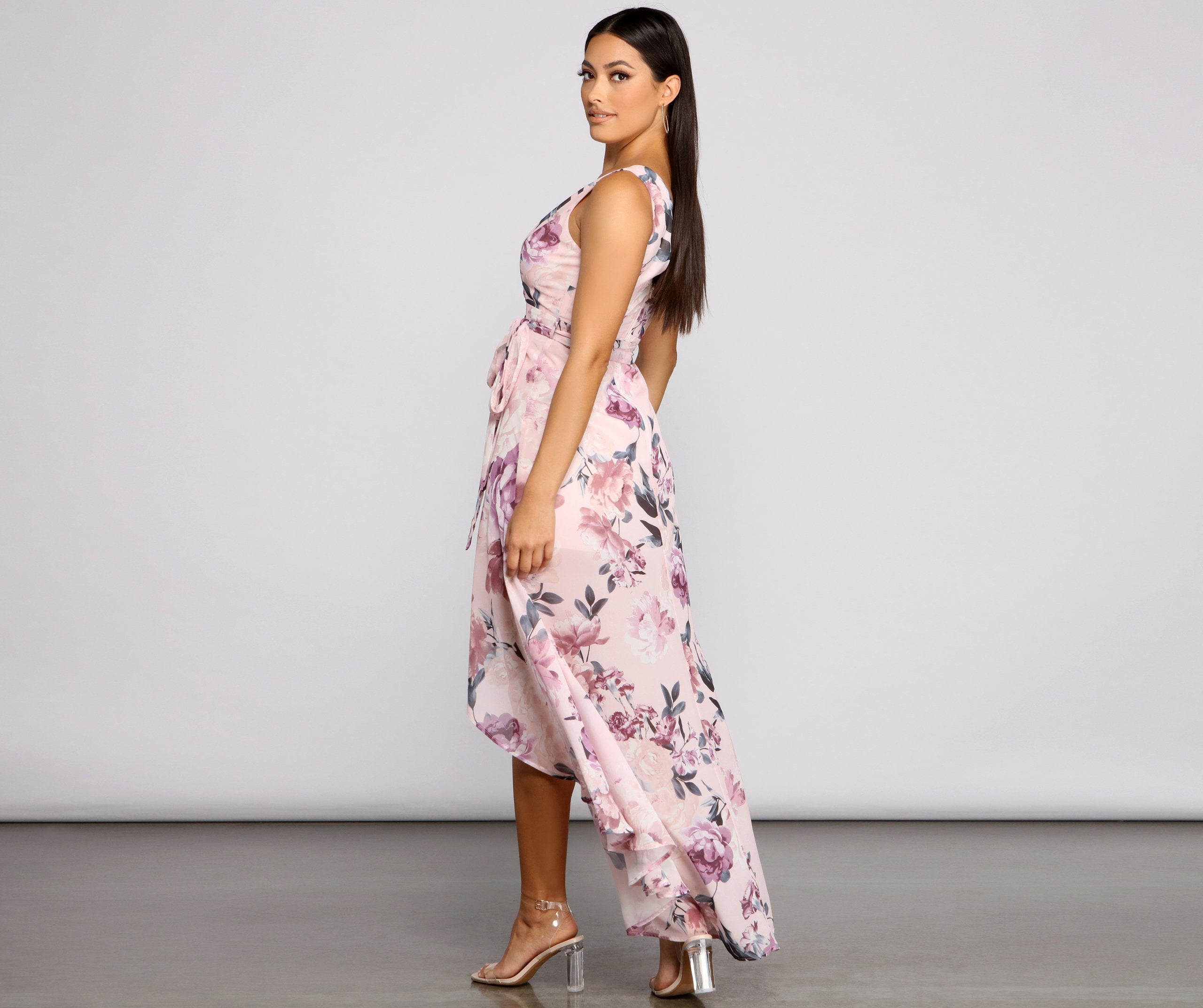 Wrapped In Romance Floral Chiffon Maxi Dress - Fashionpara