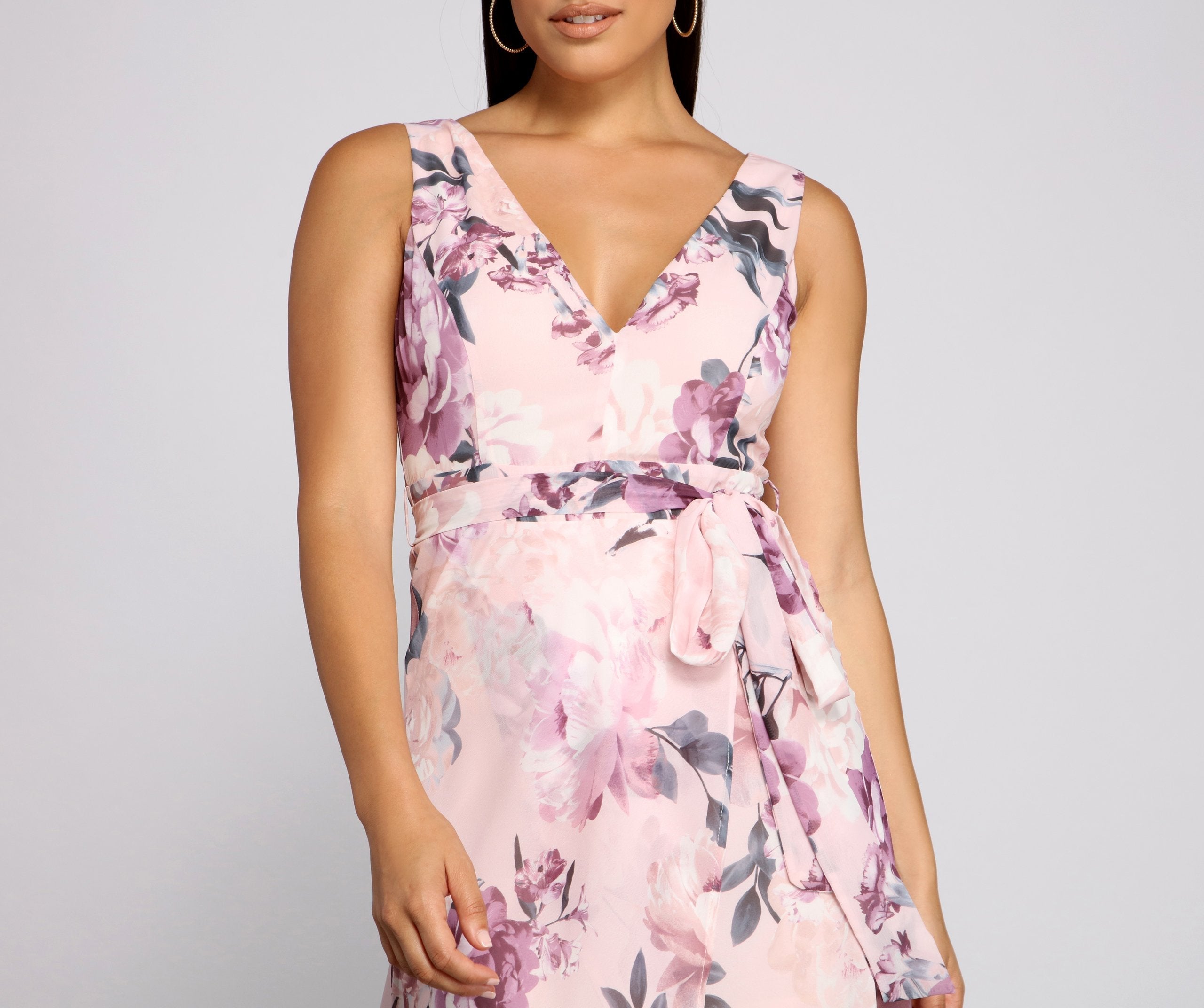 Wrapped In Romance Floral Chiffon Maxi Dress - Fashionpara