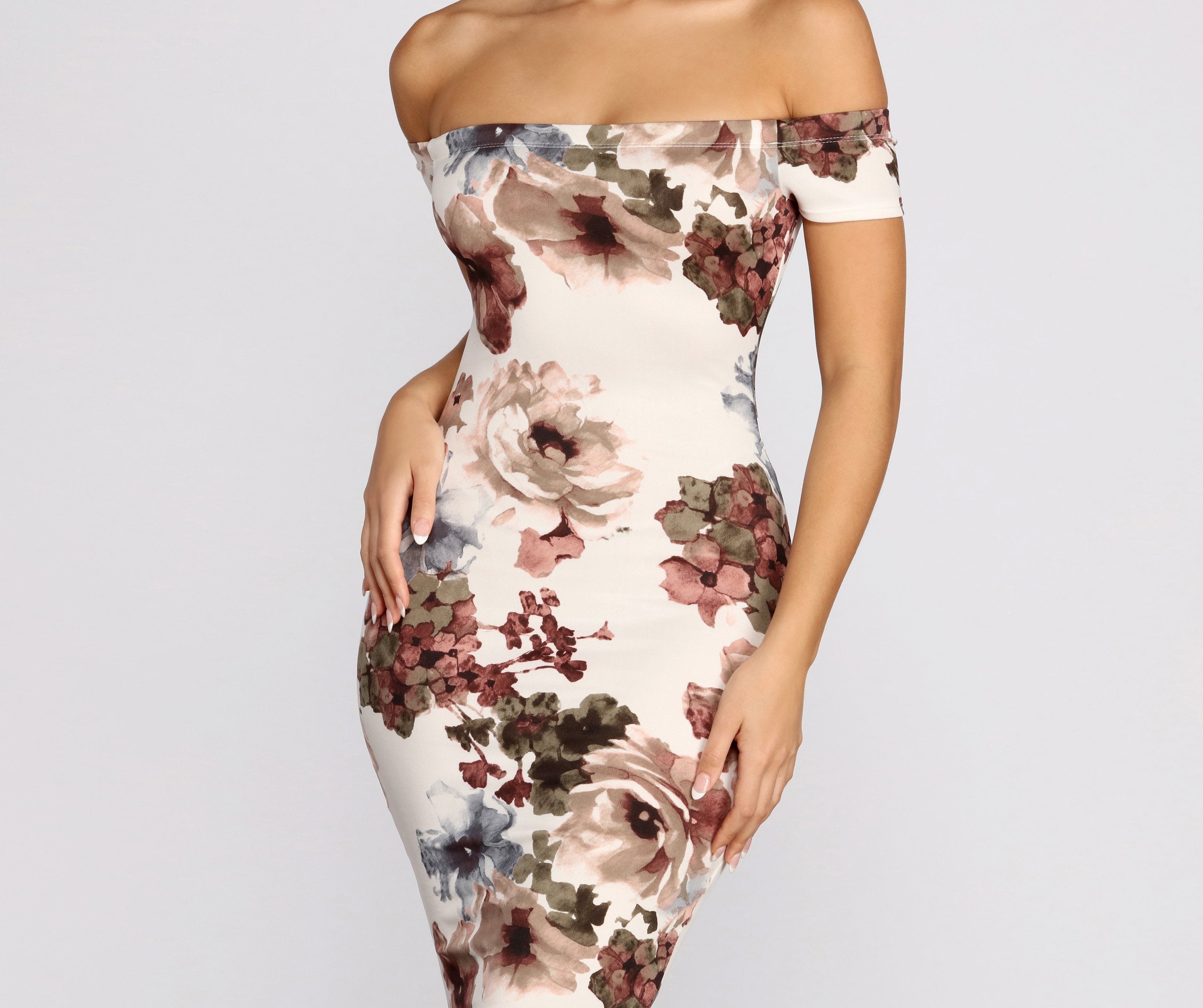 Painted In Florals Midi Dress - Fashionpara