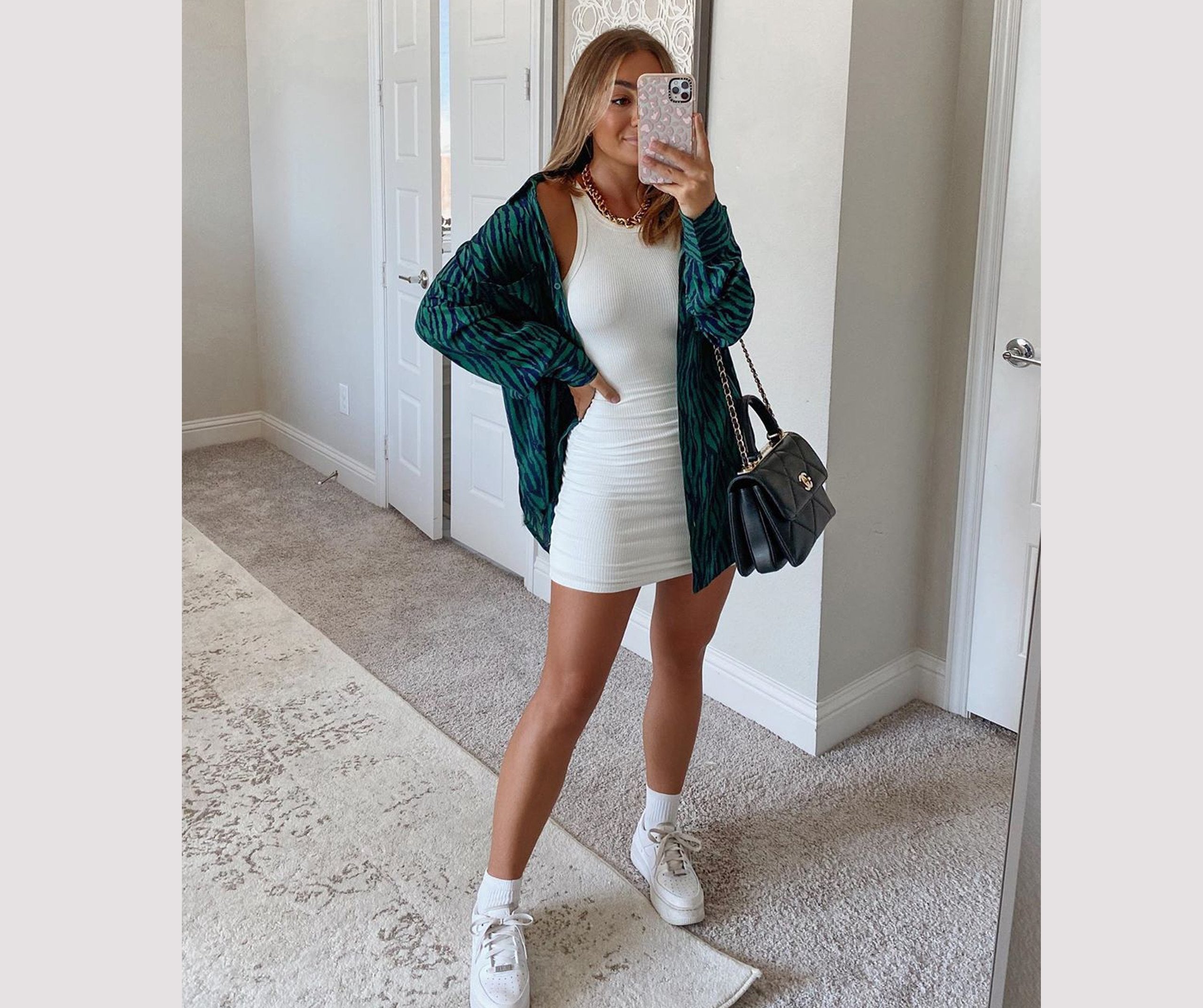 Ribbed Knit Crew Neck Bodycon Mini Dress - Fashionpara