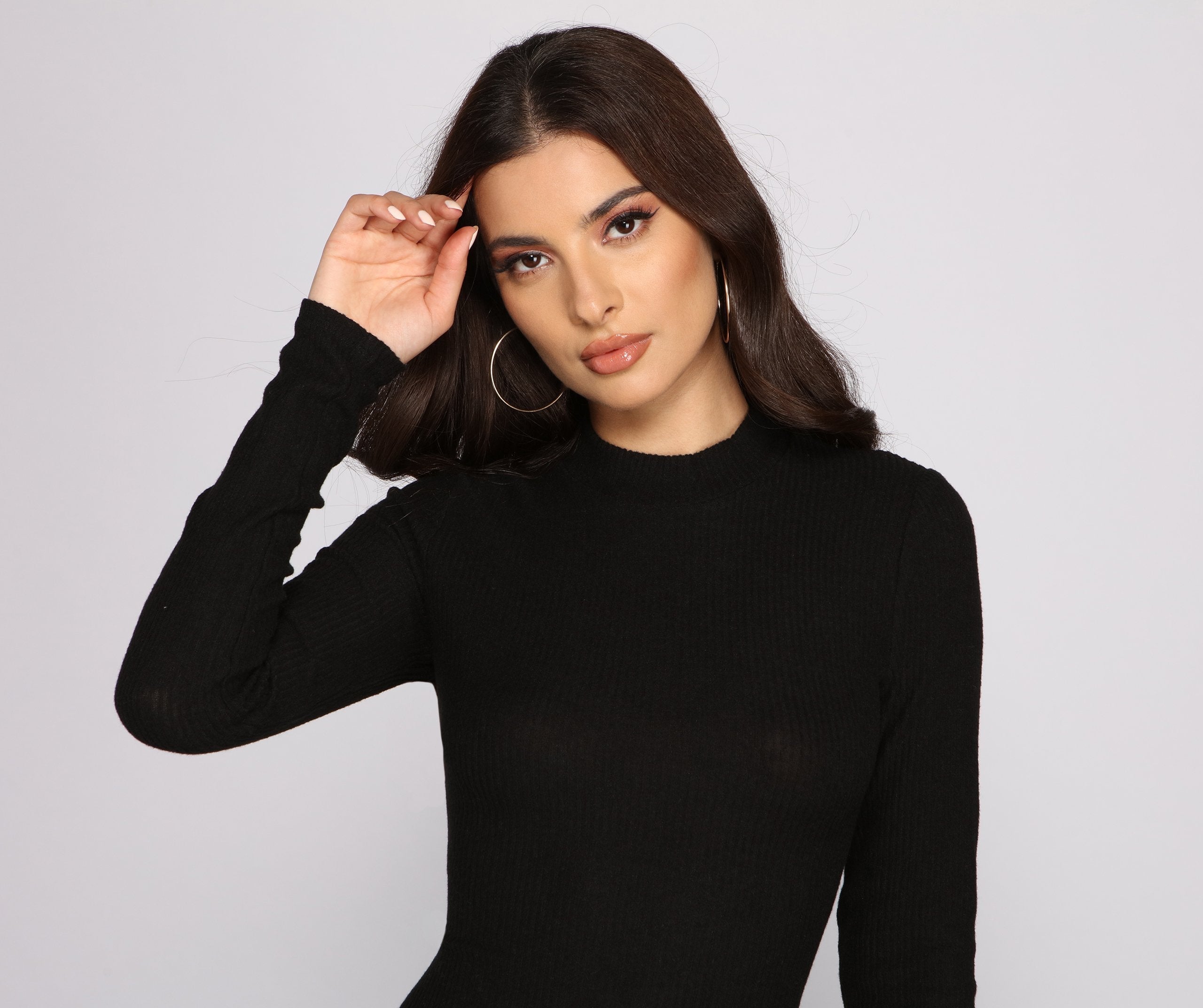 Basic Babe Ribbed Knit Mini Dress - Fashionpara