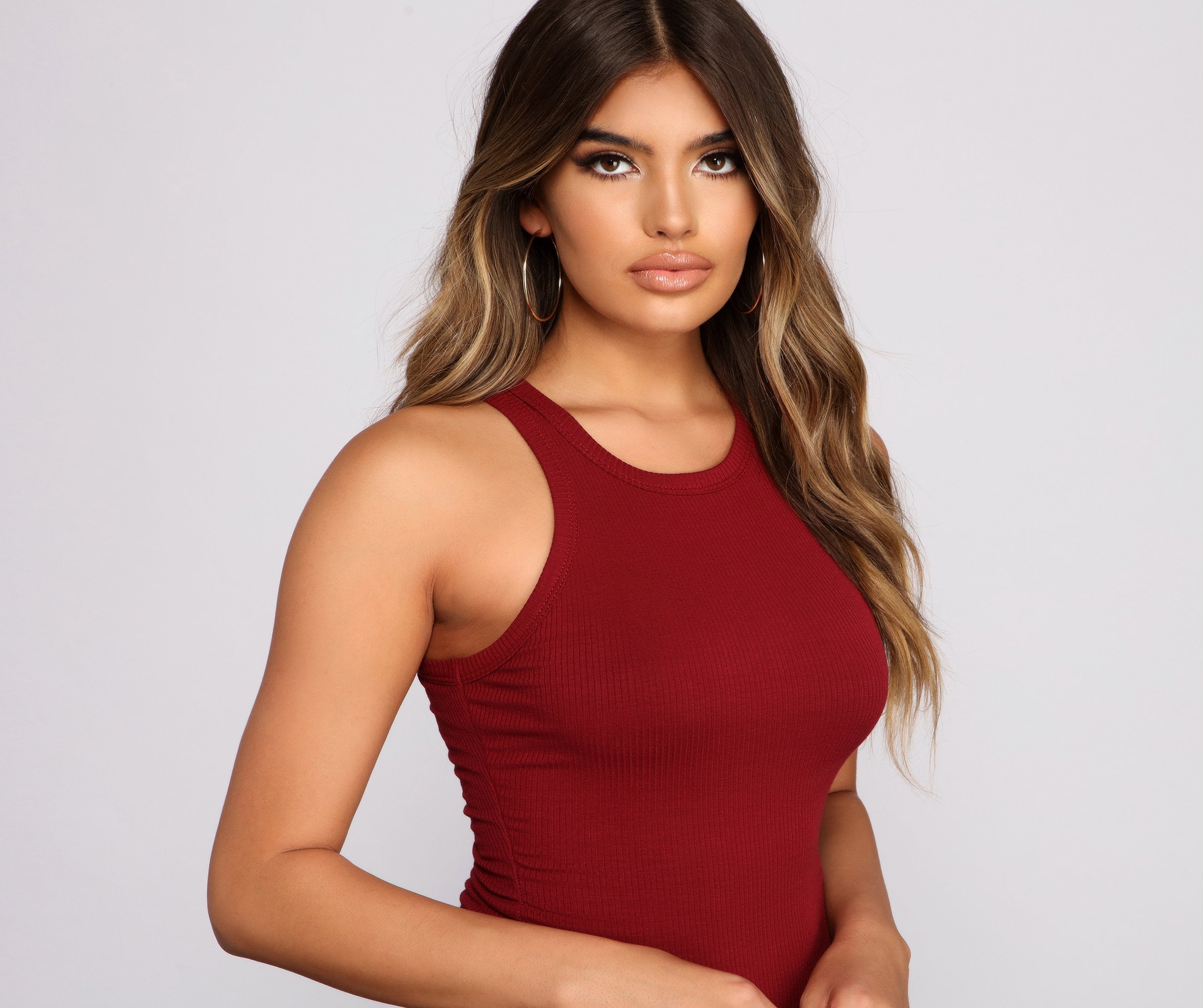 Ribbed Knit Crew Neck Bodycon Mini Dress - Fashionpara