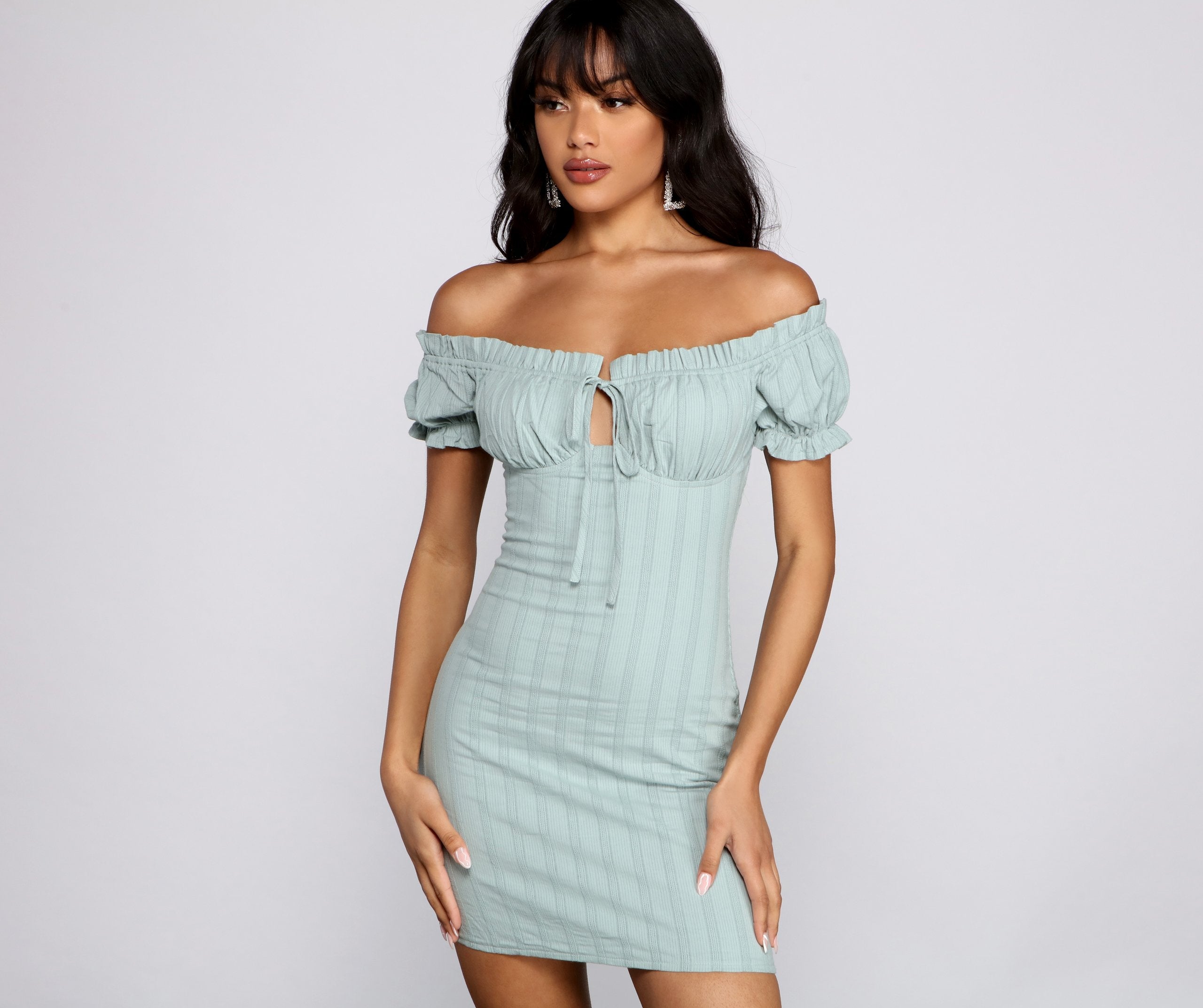 So Fab Ruffled And Smocked Mini Dress - Fashionpara
