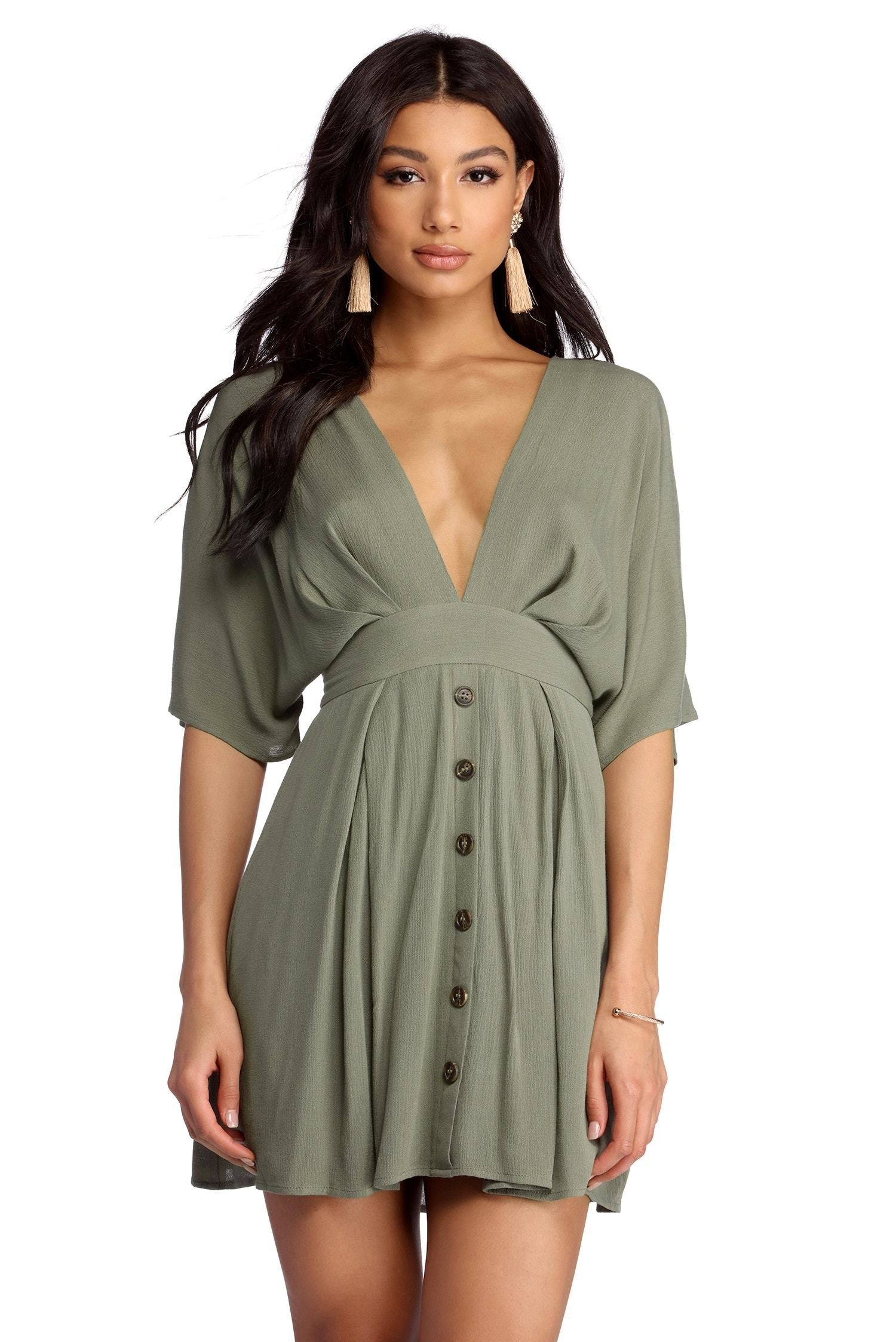 Beautifully Buttoned Skater Dress - Fashionpara