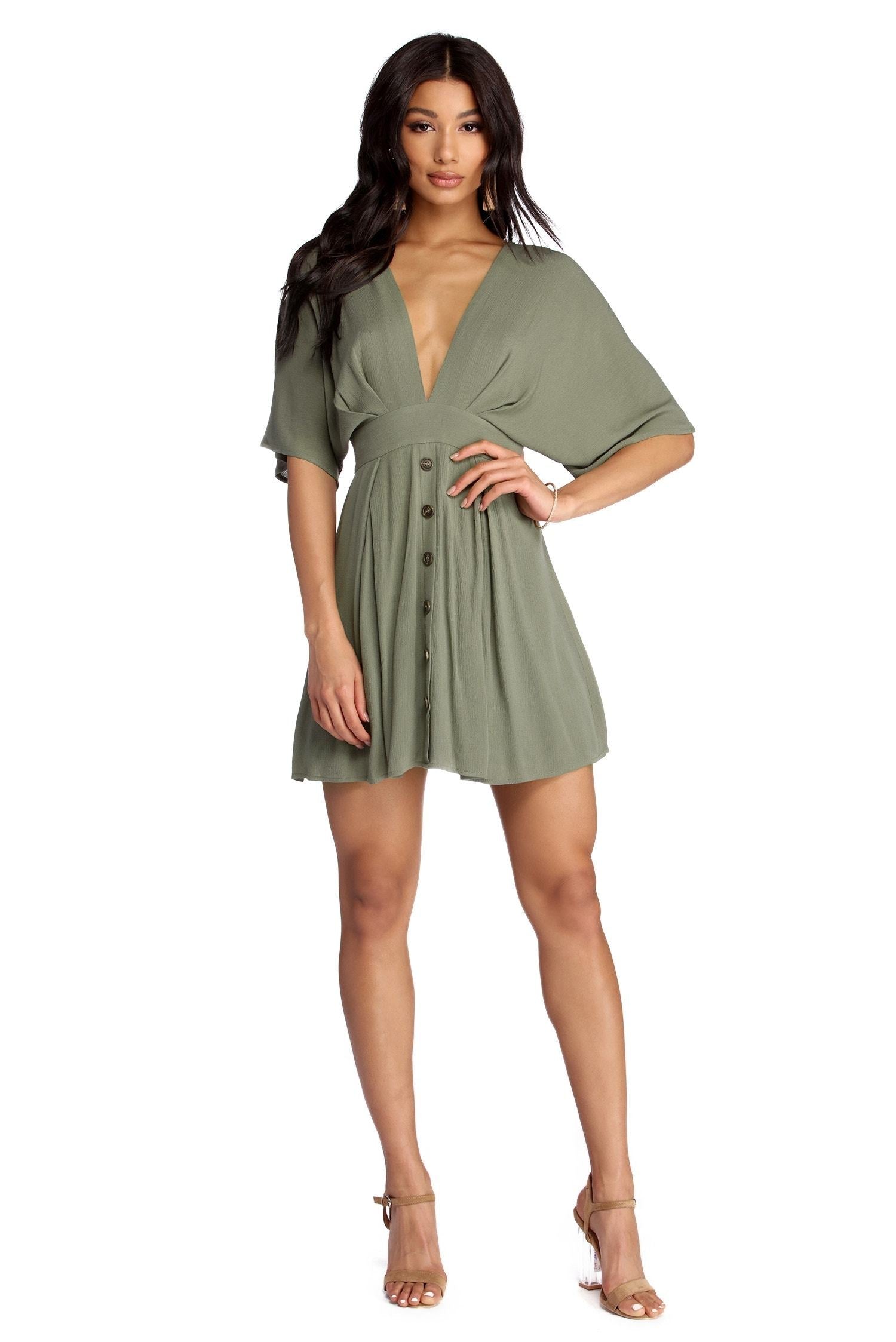 Beautifully Buttoned Skater Dress - Fashionpara