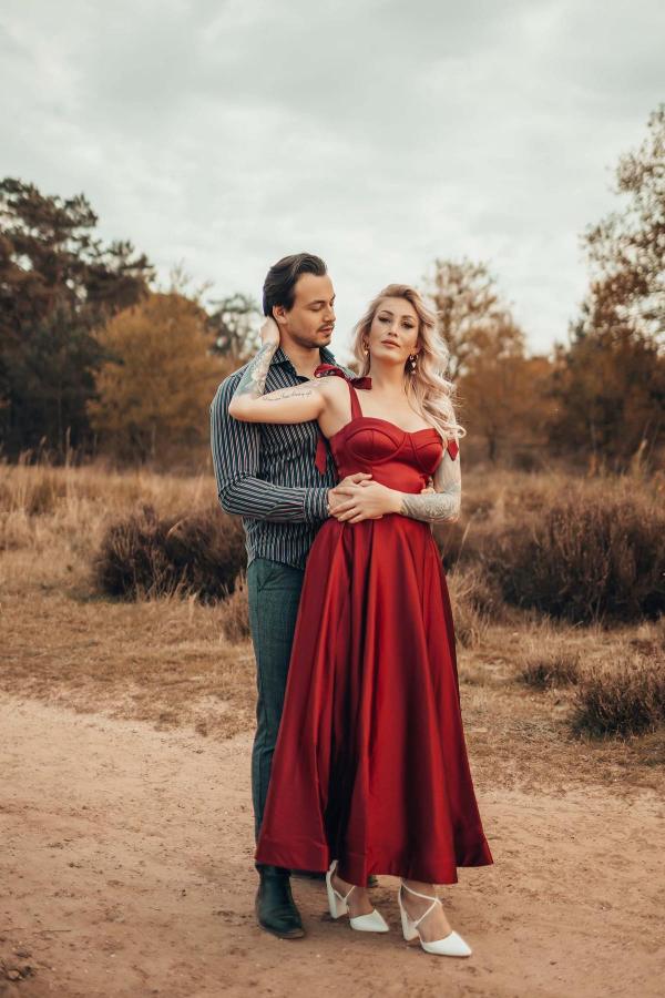 Straps Sweetheart Burgundy Prom Dress Sleeves Online - View 4 | VelvetHem