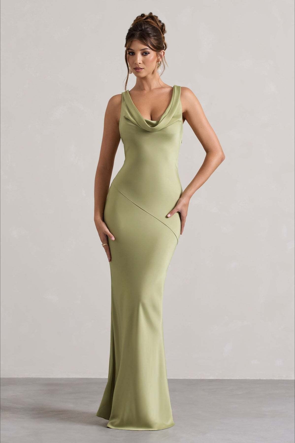 Satin Cowl Neck Dress with Tailored Everyday Styling Boutique Fashion Style
