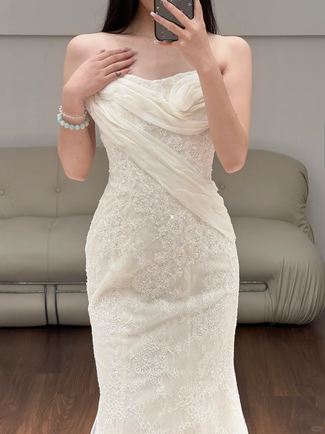 Mermaid Lace Wedding Dress White Elegant Wedding Gowns - View 2 | FashionDia