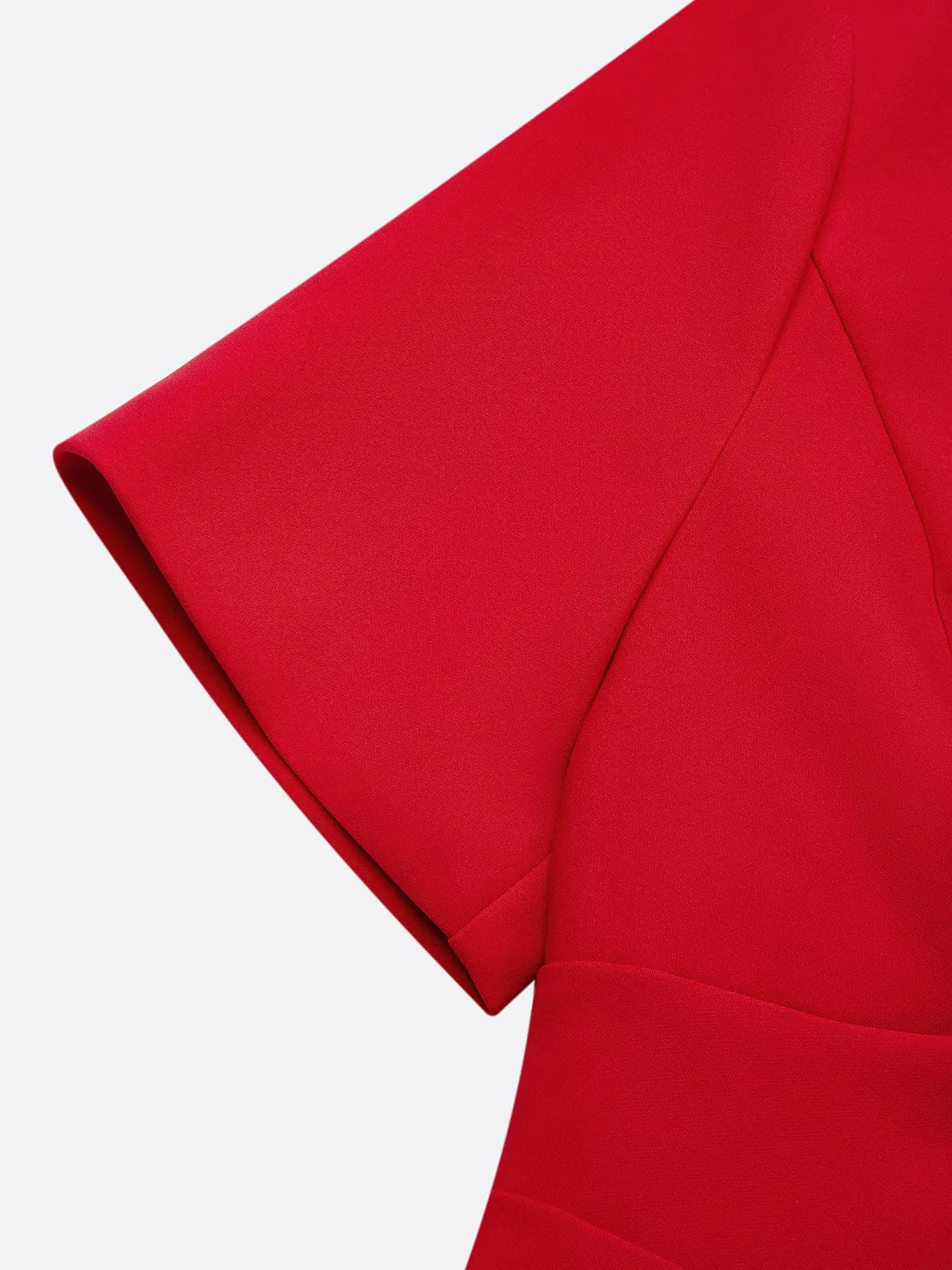 Red Hollow Out Classic Crew Neck Short Sleeve Sheath Midi Dress - View 6 | FashionDia