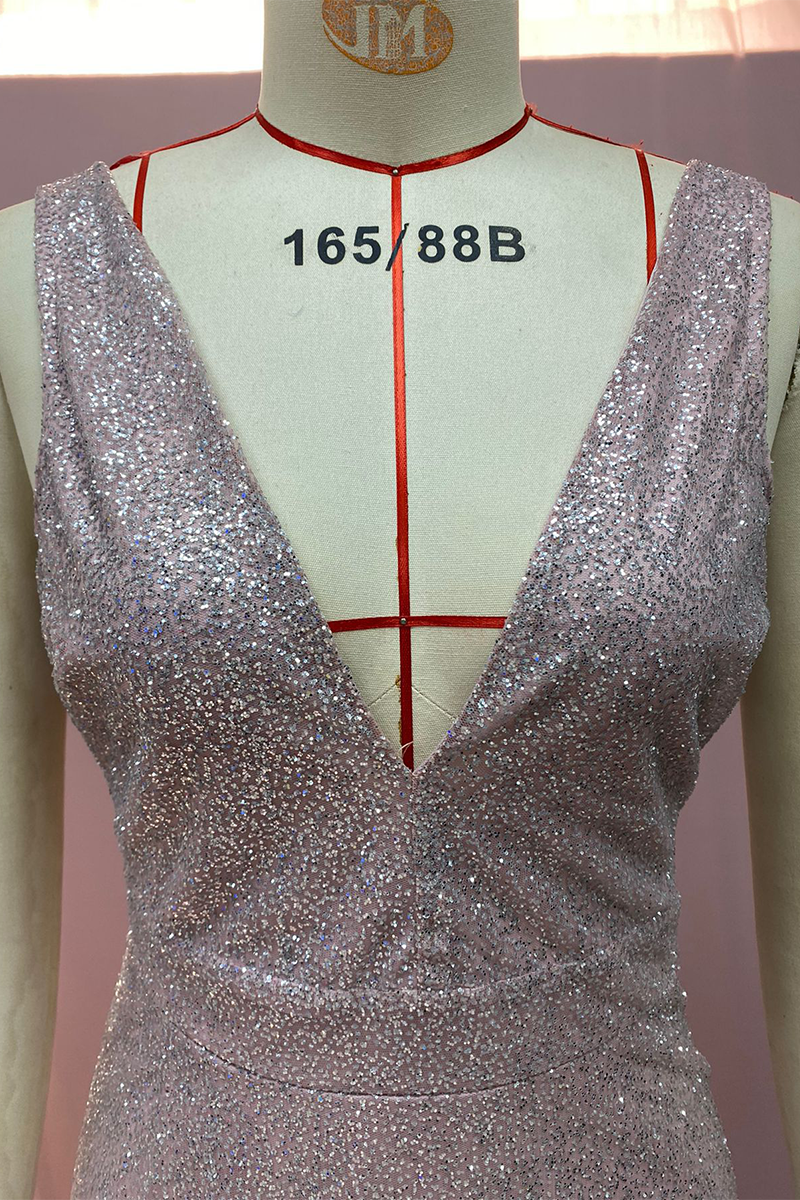 Sexy Gradient Sequined V Neck Evening Dresses - View 8 | VelvetHem