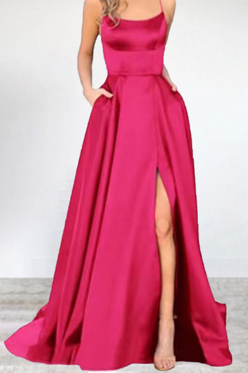 Sexy Formal Solid High Opening U Neck Evening Dress Dresses - View 3 | VelvetHem