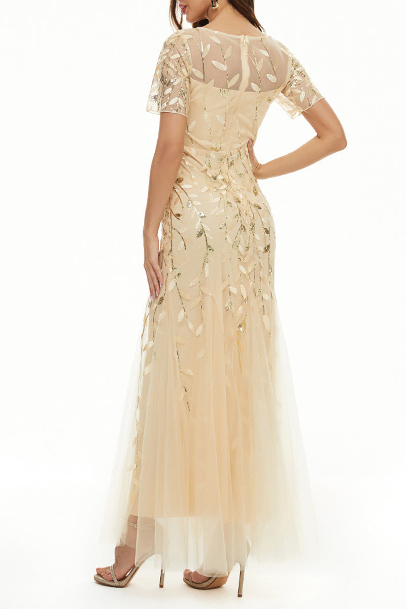 Celebrities Elegant Patchwork Sequins O Neck Evening Dress Dresses - View 11 | VelvetHem