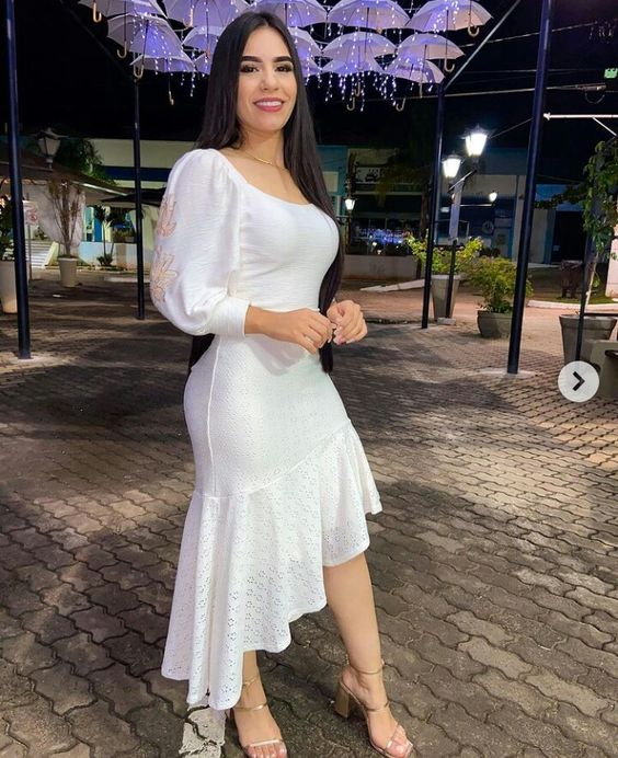 White Long Sleeves Party Gown White Homecoming Dress - FashionDia