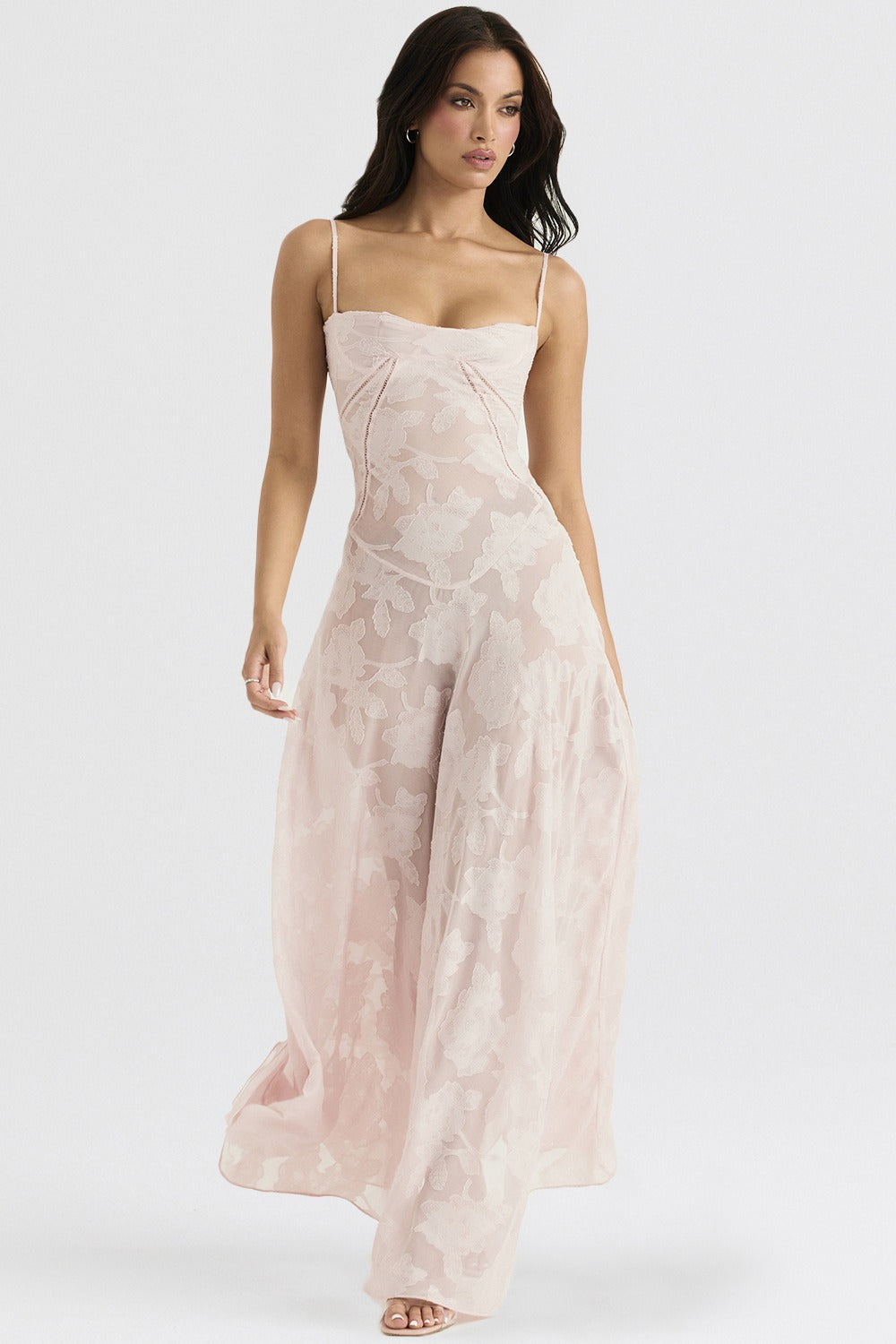 Lace Tie - Strap Romantic Maxi Dress