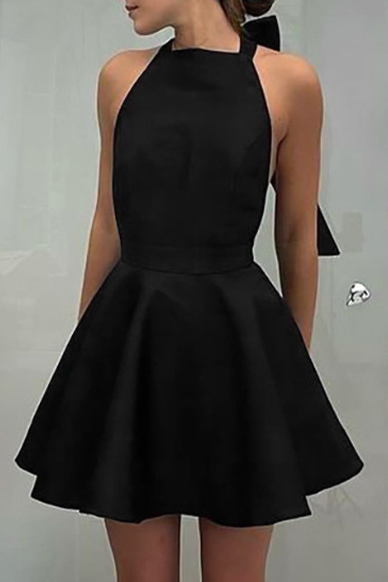 Elegant Solid Backless With Bow Halter Evening Dress Dresses - View 2 | VelvetHem