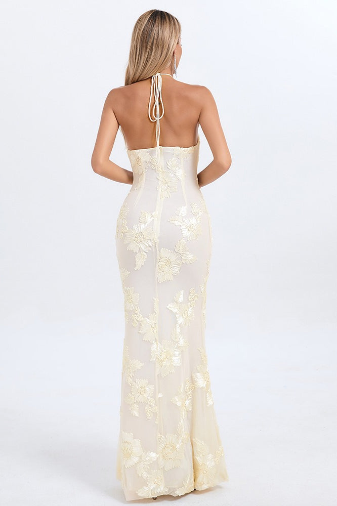 Halter Floral Foil Dress with Relaxed Fit and Comfort Fit Design