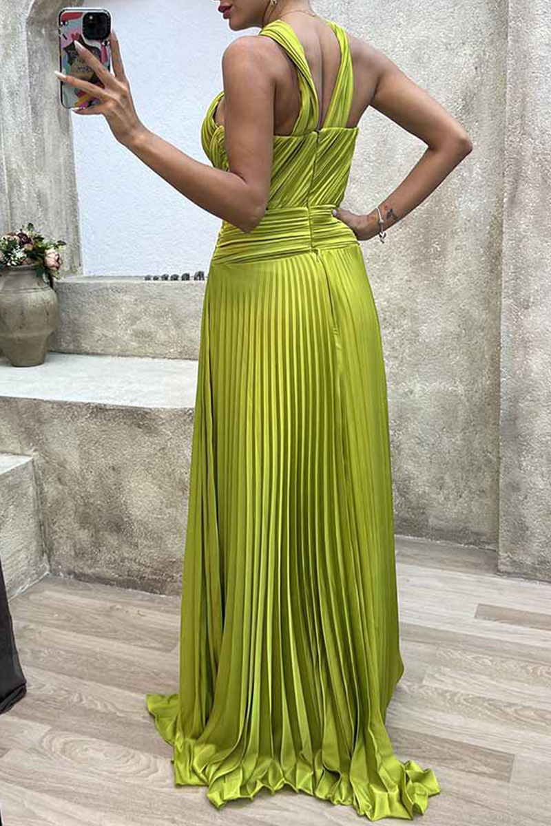 Elegant Solid Fold Halter Evening Dress Dresses - View 12 | VelvetHem