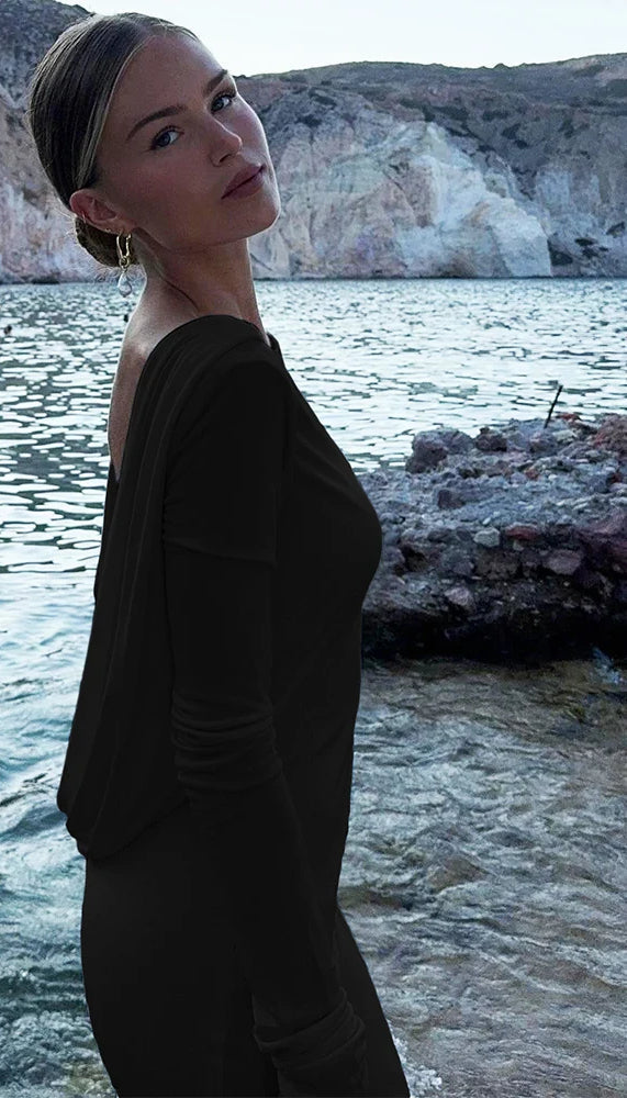 Solid Swing Backless Maxi Dress - View 2 | VelvetHem