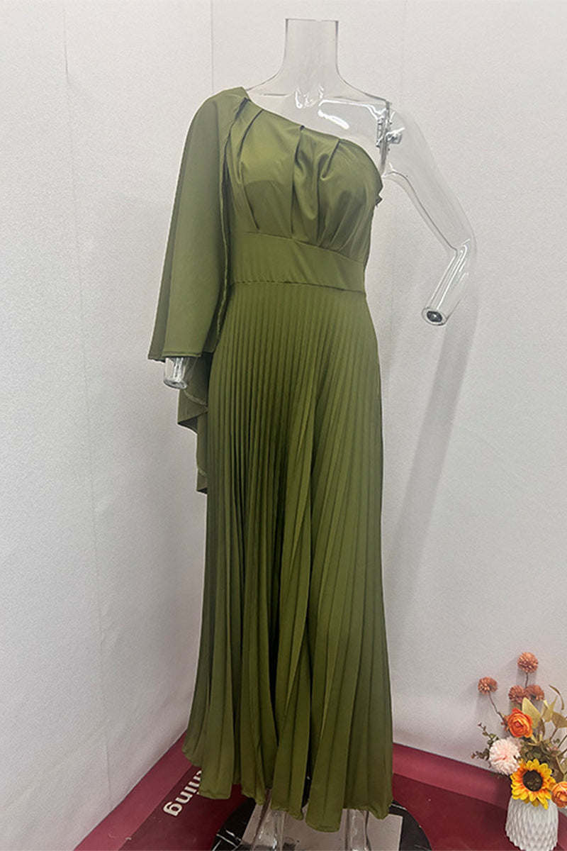 Elegant Solid Fold Stringy Selvedge Pleated Oblique Collar Evening Dresses - View 3 | VelvetHem