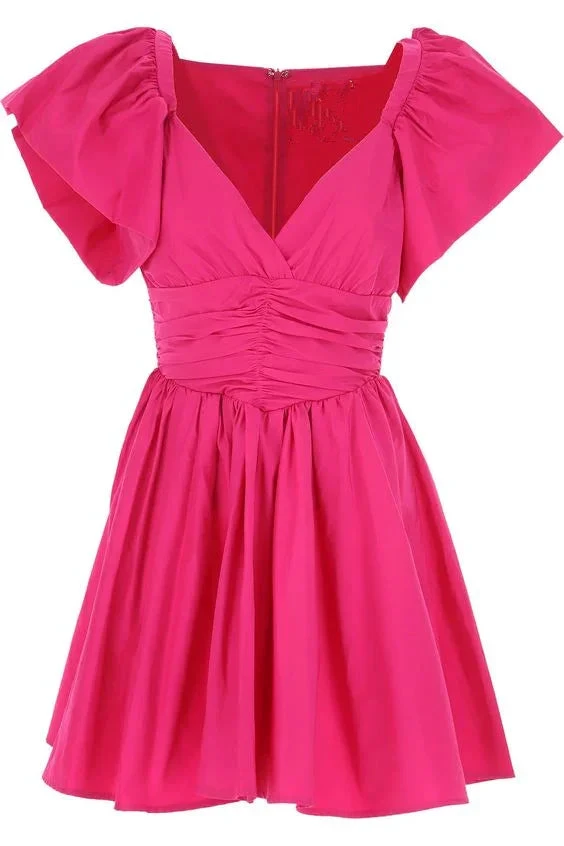 A-line Hot Pink Homecoming Dress Fashion Outfit Dress Y2530 by simplepromdress