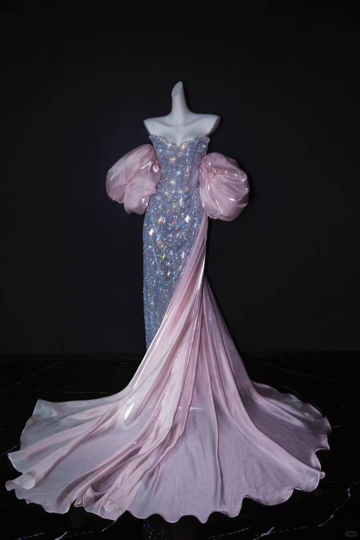 Pretty Strapless Sequin Beaded Mermaid Evening Dress Birthday Party Gown