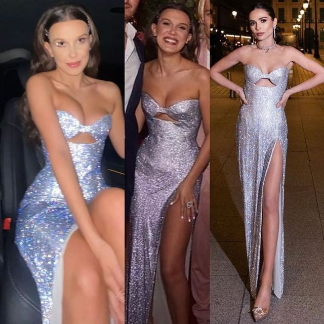 Sparkly Strapless Sequins Prom Dress Slit Sheath Party Evening Gown Y8167 - View 6 | VelvetHem