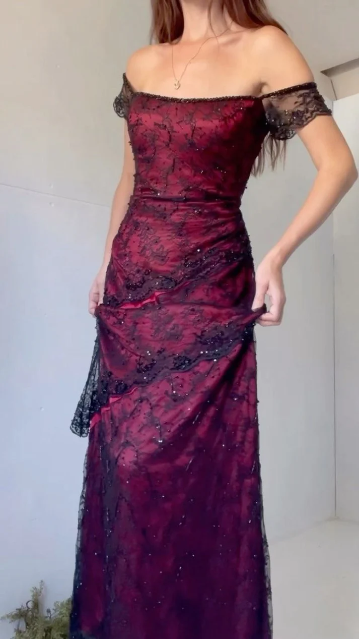Chic Sheath Strapless Burgundy Tulle Evening Dress Long Prom Dresses - FashionDia
