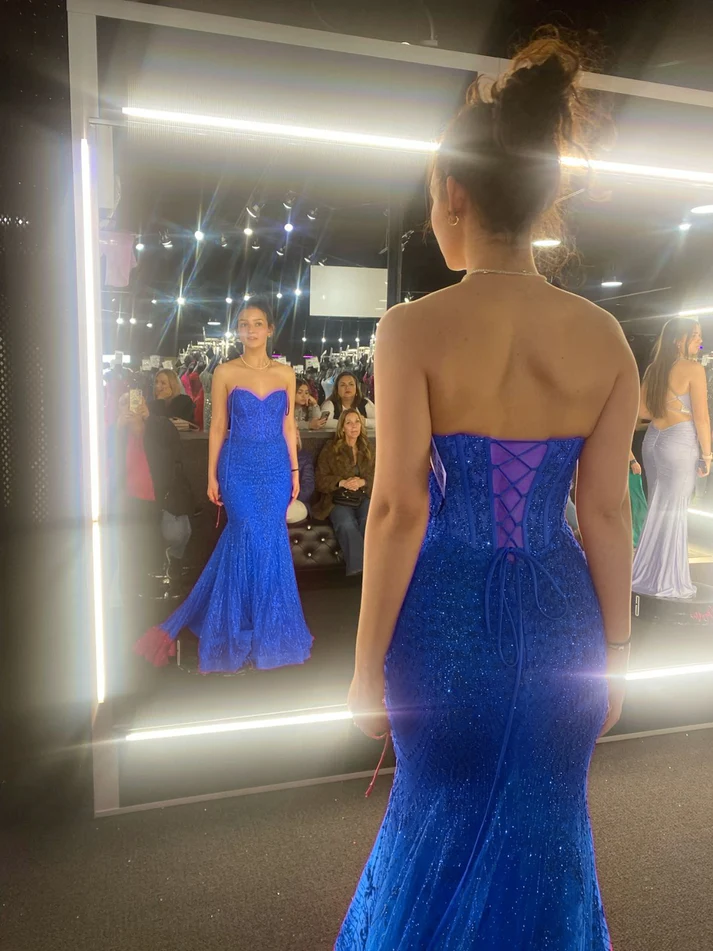 Hot Pink Mermaid Long Prom Gown Evening Dress - View 3 | FashionDia
