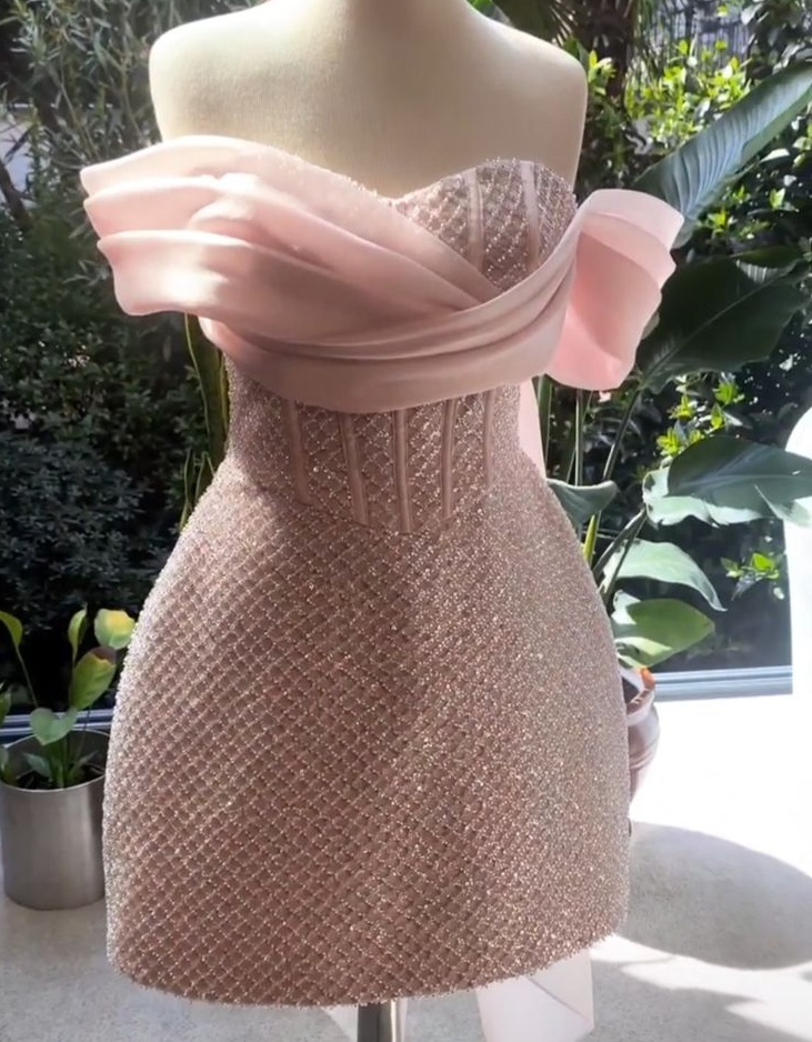 Pink Short Prom Dress Birthday Party Dress Homecoming Dress   fg8117