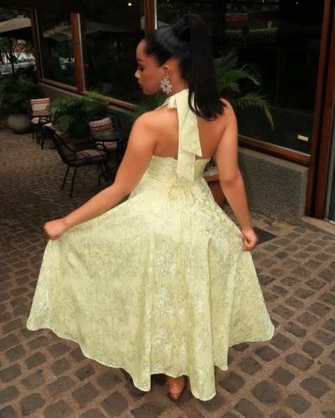 Yellow Halter Formal Dress Party Dress Long Evening & Prom Dress - View 2 | FashionDia