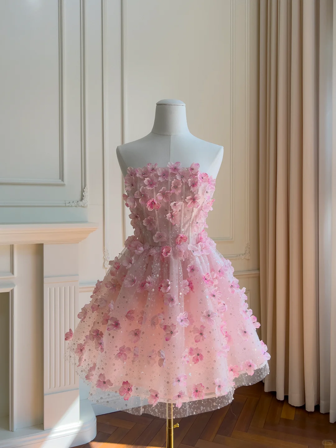 Sweet Pink Tulle Appliques A Line Formal Birthday Dress Short Prom Dress Homeocming Dress
