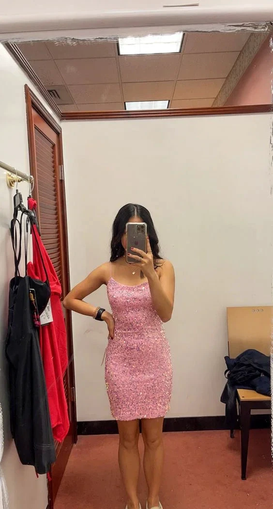 Pink Sparkly Homecoming Dress Formal Dress Pageant Dance Dresses Back To School Party Gown Y5426 by simplepromdress